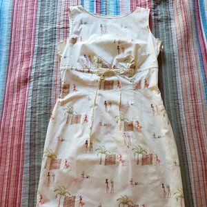 Yellow David Warren Beach-Print Dress Sz 8